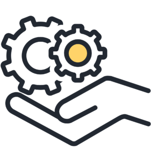 hands holding cogwheels illustration